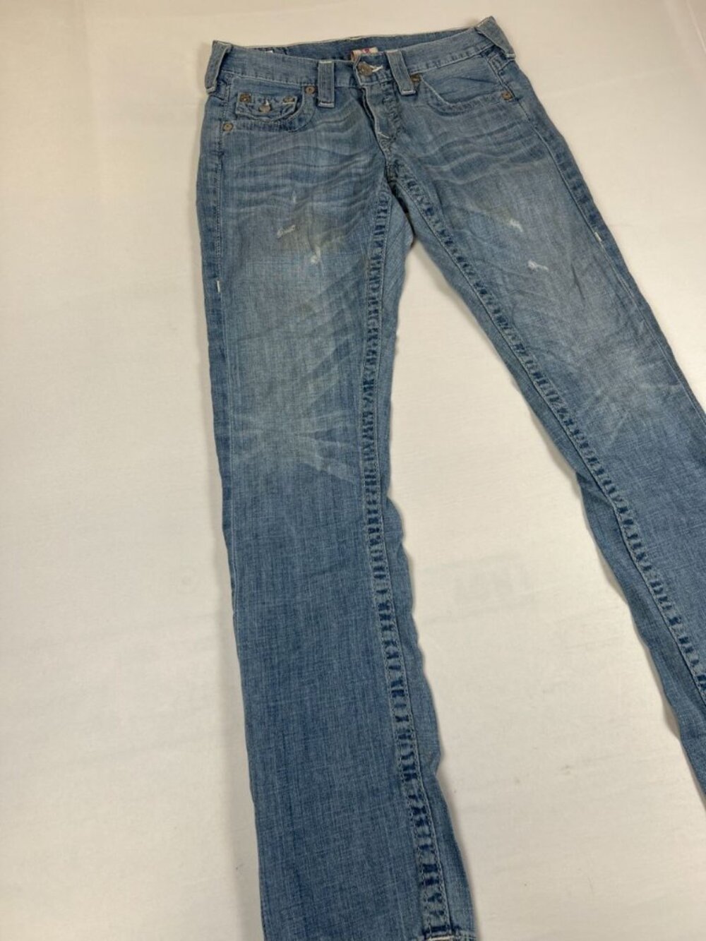Vtg True Religion Women's Jeans Size 24 Blue Denim Flap Pocket Stitching Casual - Picture 6 of 12
